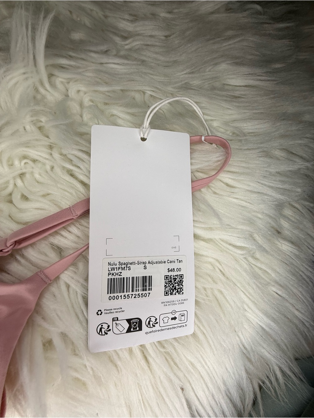 Lululemon spagetti strap Wunder most nwt Sz sm pink haze - Picture 2 of 2
